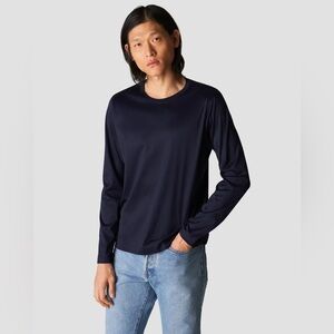 Eton Filo di Scozia Slim Fit Navy Long Sleeve Shirt Size XXL